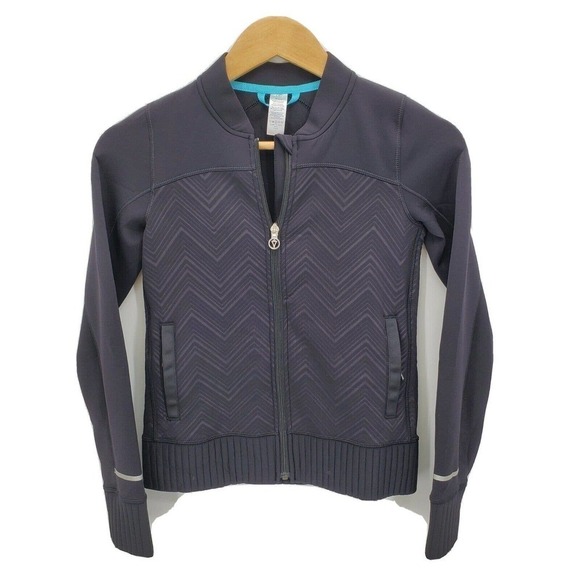 Ivivva by Lululemon Girls Chevron Warp Speed Outer Space Jacket Black Size 10